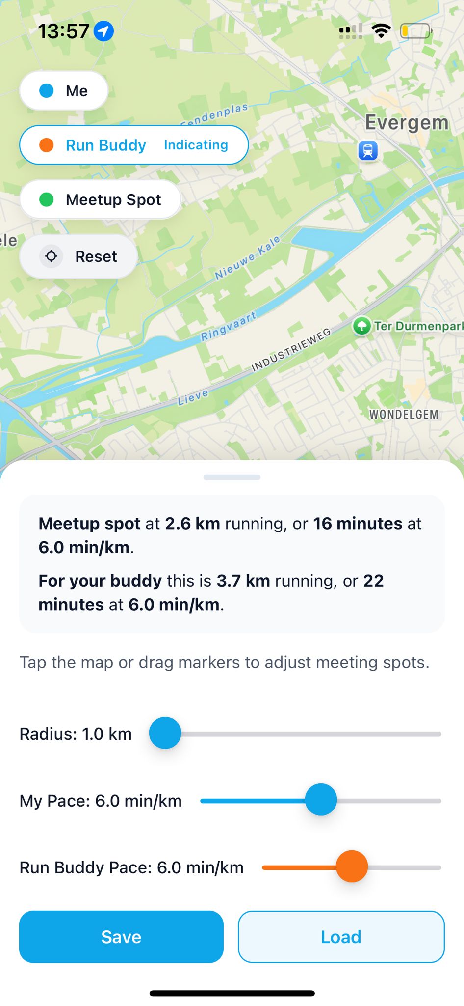 Easy Run Planner saved routes library screen